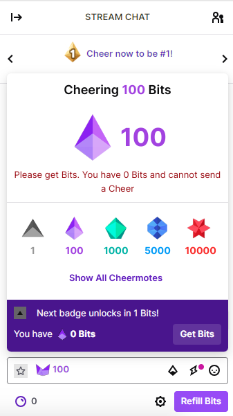 Twitch interface