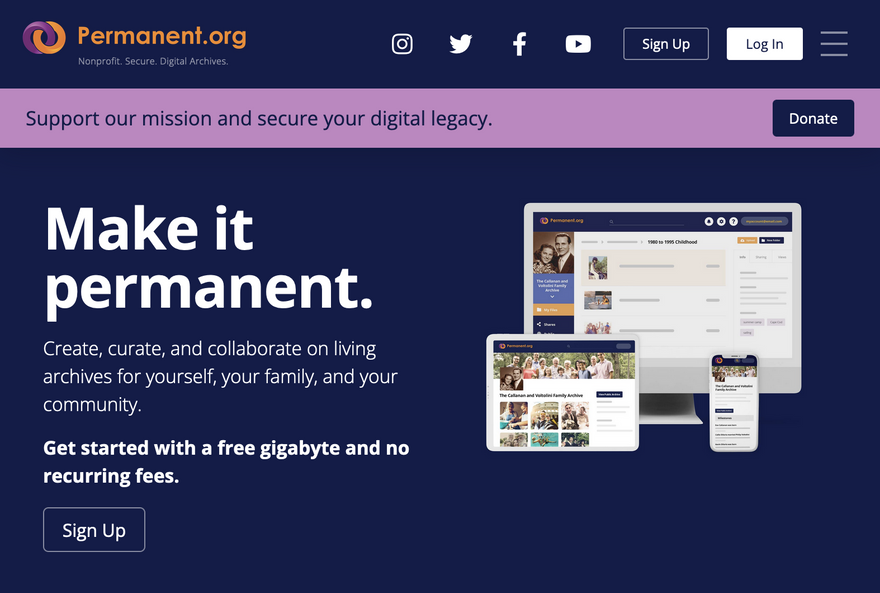 Permanent.org's front page
