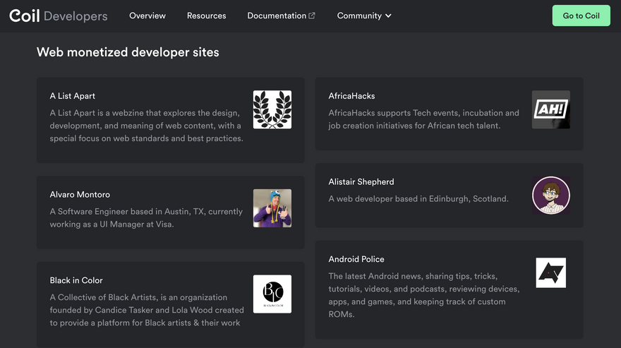 Coil developer participants