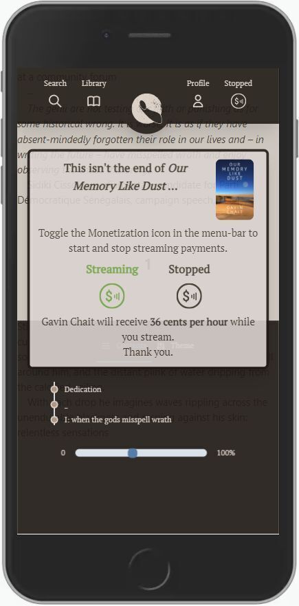 Interstitial for logged-in readers asking them to start streaming