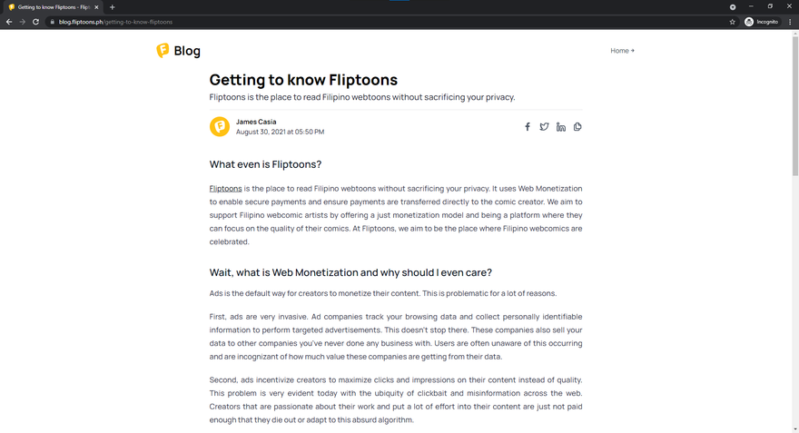Fliptoons Official Blog page