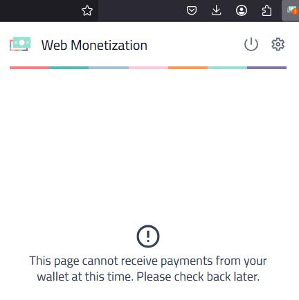 This page cannot receive payments from your wallet at this time. Please check back later.