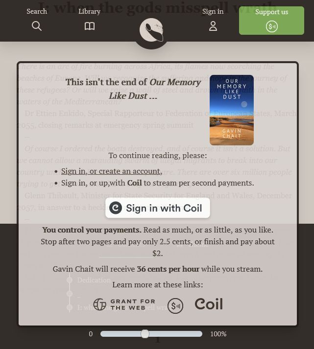 Interstitial call to create an account and sign-up with Coil