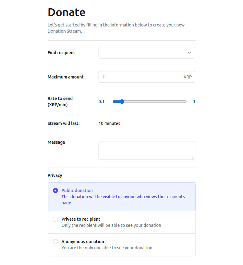 Donation form