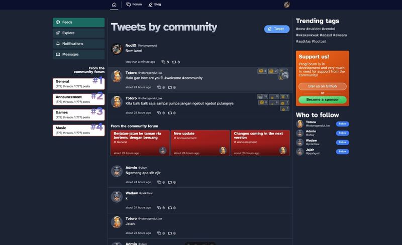 Screenshot of ProgForum feed