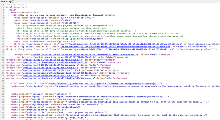 Cover image for How to use View Source to see a page's payment pointer
