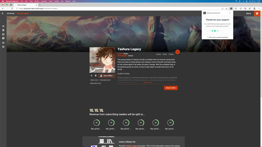 Revenue Share in ProgNovel
