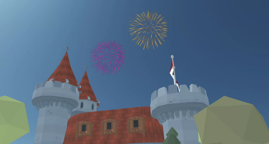 Fireworks over castle