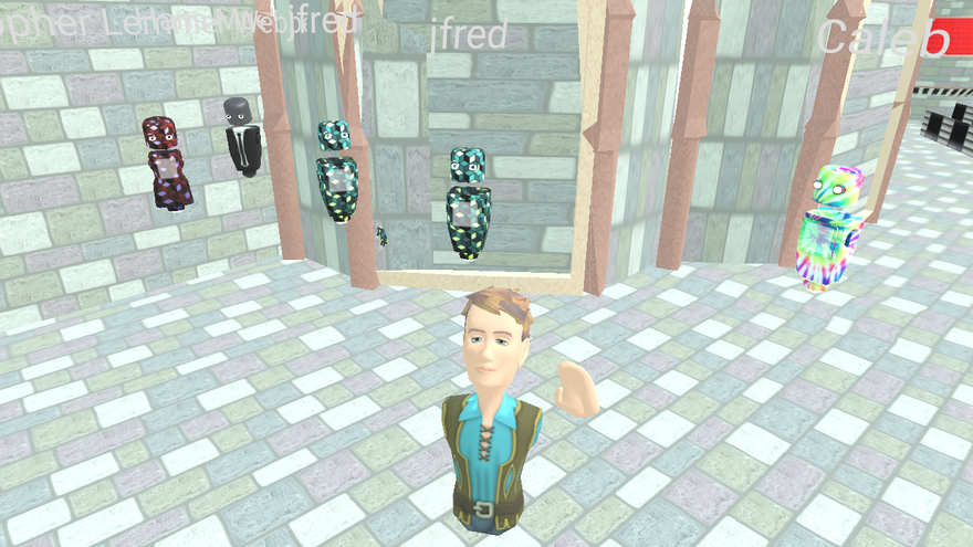 selfie several avatars on a castle rampart