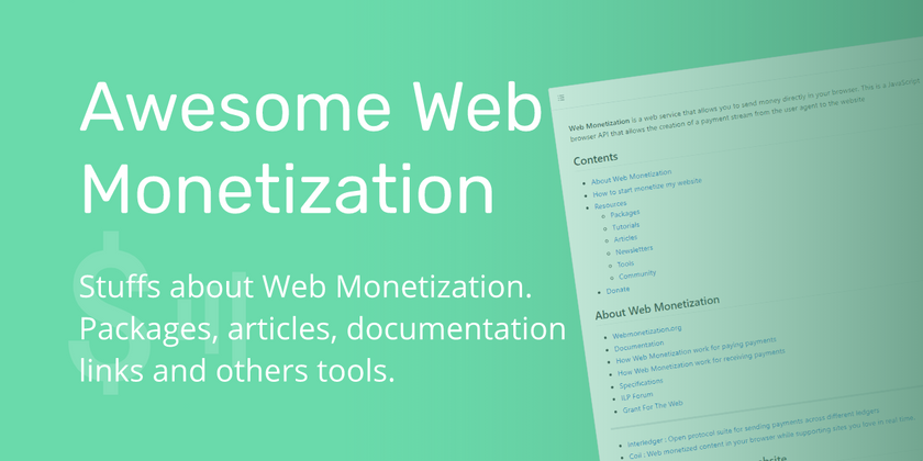 Cover image for 👓 — Awesome Web Monetization