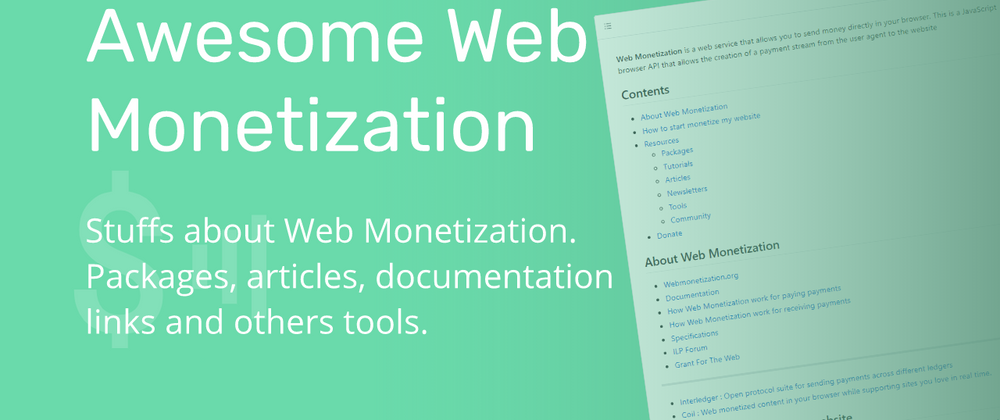 Cover image for 👓 — Awesome Web Monetization